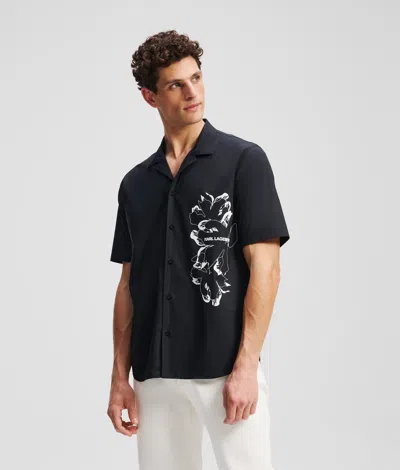Karl Lagerfeld Flower Print Shirt In Black