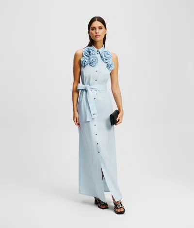 Karl Lagerfeld Flower Shirt Dress In Blue