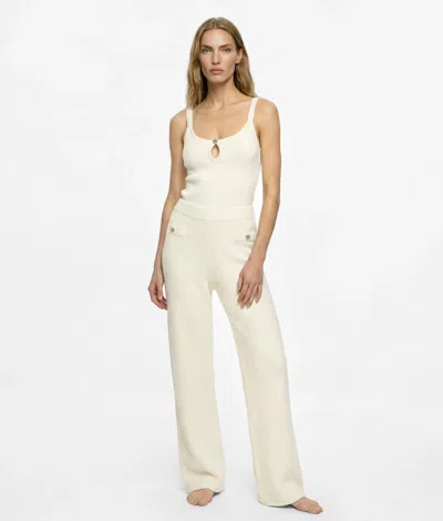 Karl Lagerfeld Fluffy Loungewear Trousers In Cannoli Cream