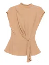 Karl Lagerfeld Fluid Short-sleeved Knit Blouse In Neutral