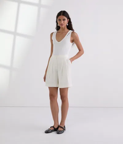 Karl Lagerfeld Fluid Tailored Shorts In White
