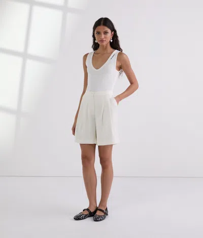 Karl Lagerfeld Fluid Tailored Shorts In White