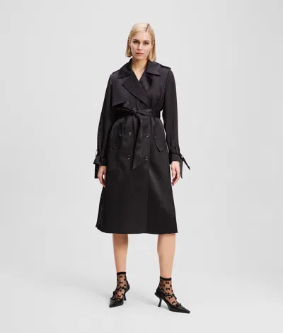 Karl Lagerfeld Fluid Trench Coat In Black