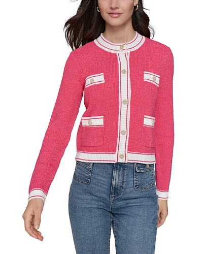 Karl Lagerfeld Four Pocket Cardigan In Teabrry/soft White