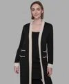 Karl Lagerfeld Framed Long Button Down Cardigan Sweater In Black