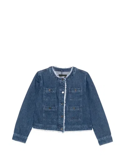 Karl Lagerfeld Frayed-edge Denim Jacket In Blue