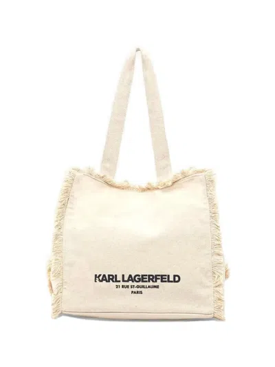 Karl Lagerfeld Frayed-edge Tote Bag In Purple