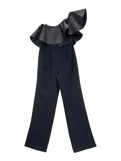 Karl Lagerfeld Frill Evening Jumpsuit In Black