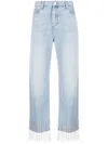 Karl Lagerfeld Fringe-detail Cropped Jeans In Blue
