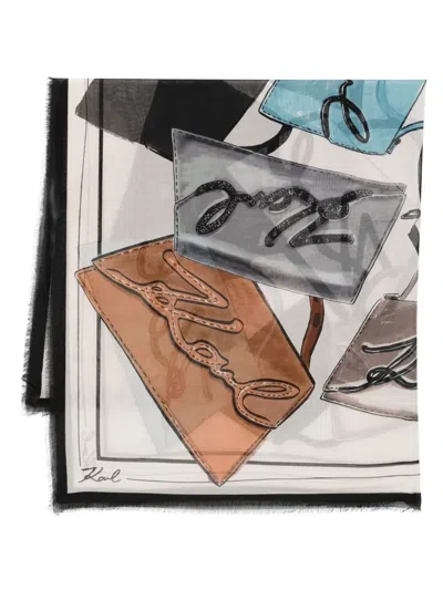 Karl Lagerfeld Fringed-edge Scarf In Multi