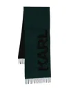 Karl Lagerfeld Fringed Logo-detal Scarf In Green