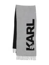 Karl Lagerfeld Fringed Logo Scarf In Gold