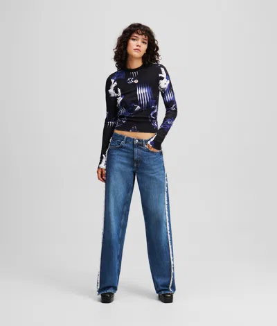 Karl Lagerfeld Fringed Mid-rise Relaxed Jeans