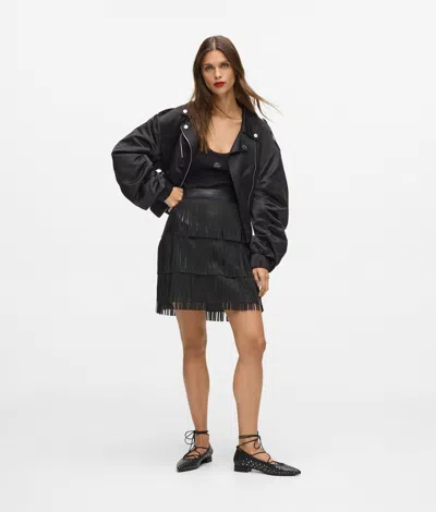 Karl Lagerfeld Fringed Mini Skirt In Black