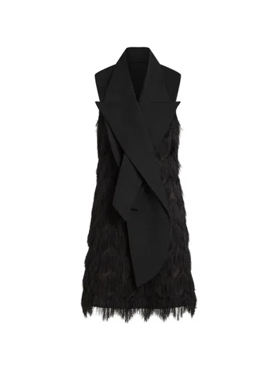 Karl Lagerfeld Fringed Tailored Mini Dress In Black