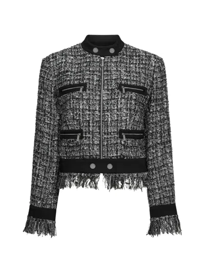 Karl Lagerfeld Fringed-edges Jacket In Black