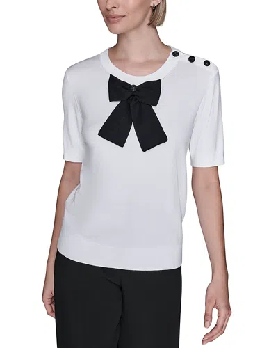 KARL LAGERFELD FRONT BOW SHORT SLEEVE SWEATER