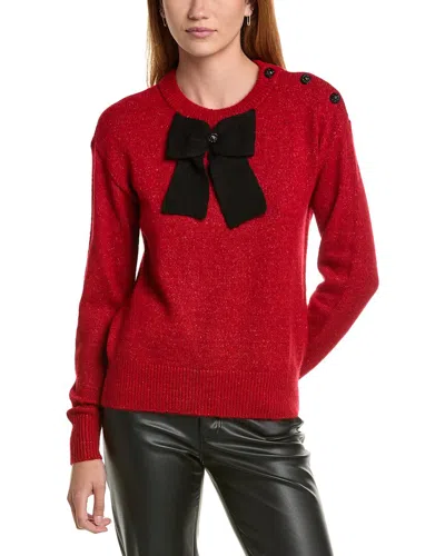 Karl Lagerfeld Front Bow Wool-blend Sweater In Blue