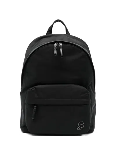 Karl Lagerfeld Front Zip Pocket Backpack In Black