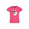 Karl Lagerfeld Fuchsia T-shirt For Girl With Choupette Print In Fuchsia