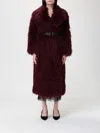 Karl Lagerfeld Fur Coat  Woman Color Burgundy In Burgundy