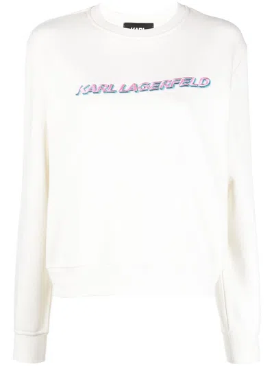 Karl Lagerfeld Future Logo Organic Cotton Sweatshirt In White