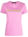Karl Lagerfeld Future Logo-print T-shirt In Pink