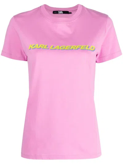 Karl Lagerfeld Future Logo-print T-shirt In Pink
