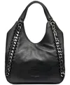 Karl Lagerfeld Gaelle Large Leather Tote In Blk,dk Gun