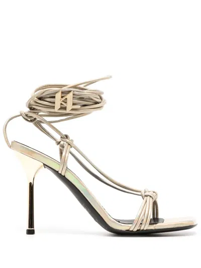 Karl Lagerfeld Gala Shimmer Lace-up Sandals In Gold