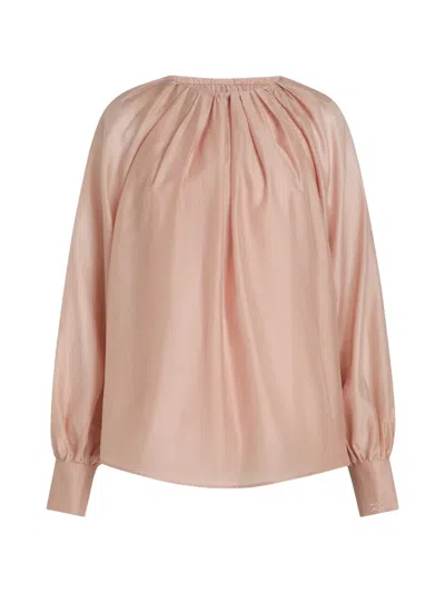 Karl Lagerfeld Gathered-neck Long-sleeve Blouse In Pink
