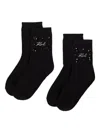 Karl Lagerfeld Gem-embellished Logo Socks In Black