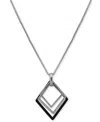 Karl Lagerfeld Geometric Nested 36" Long Adjustable Pendant Necklace In Black