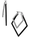 Karl Lagerfeld Geometric Nested Hoop Earrings In Black
