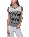 Karl Lagerfeld Geometric Pointelle Knit Sleeveless Sweater In Black/soft White