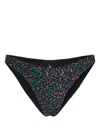Karl Lagerfeld Geometric-print High-leg Bikini Bottoms In Black