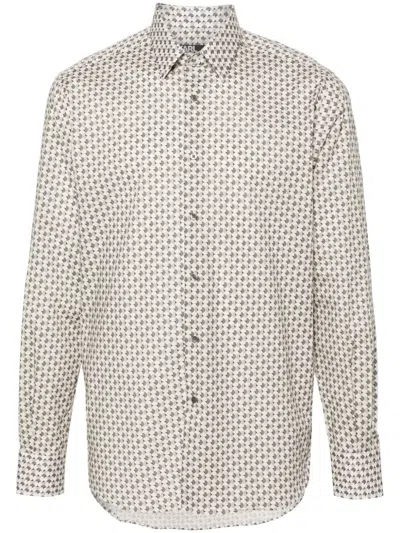 Karl Lagerfeld Geometric-print Long-sleeve Shirt In Grey