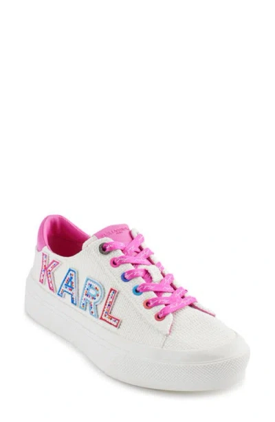 Karl Lagerfeld Gida Low Top Sneaker In White/fuchsia
