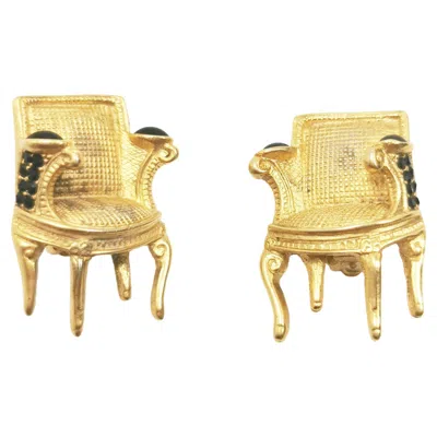 Pre-owned Karl Lagerfeld Gilded Bergère Chairs Rococo Louis Xvi Gold Chair Earrings By  In Multi