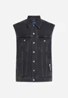 Karl Lagerfeld Gilet Klj Relaxed Denim Vest Print In Black