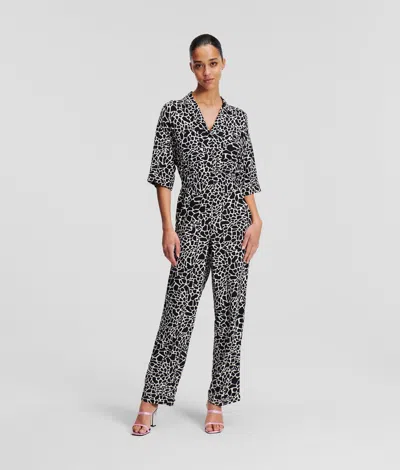 Karl Lagerfeld Giraffe-print Jumpsuit In Gray