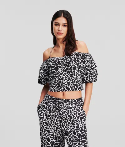 Karl Lagerfeld Giraffe-print Off-shoulder Blouse