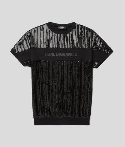 Karl Lagerfeld Girl Sequin Dress In Black