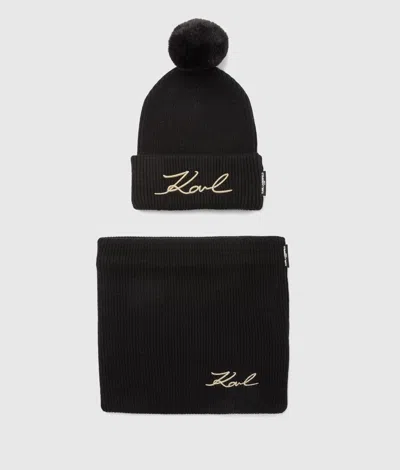 Karl Lagerfeld Girls Autograph Beanie And Snood Set