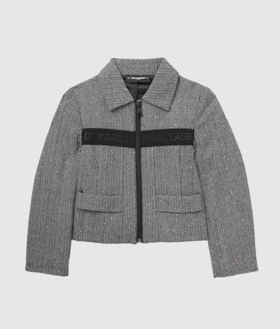 Karl Lagerfeld Girls Bouclé Jacket In Gray