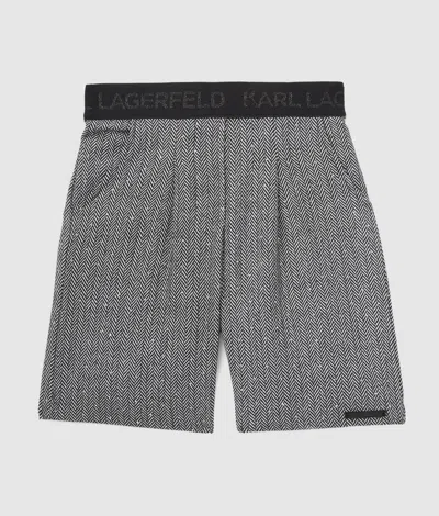 Karl Lagerfeld Girls Bouclé Shorts In Gray