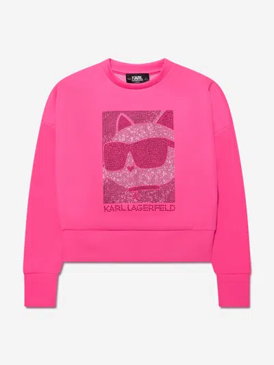 Karl Lagerfeld Babies' Girls Choupette Sweatshirt In Pink