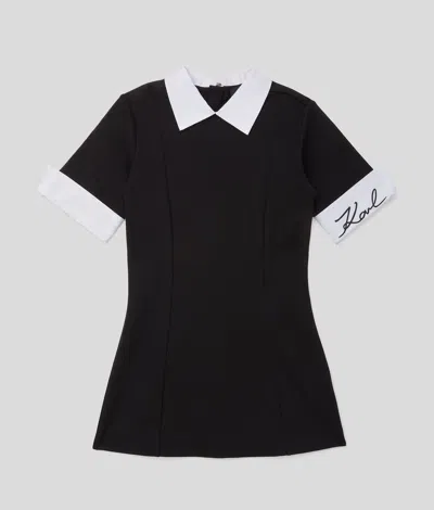 Karl Lagerfeld Girls Collar-detail Dress In Black
