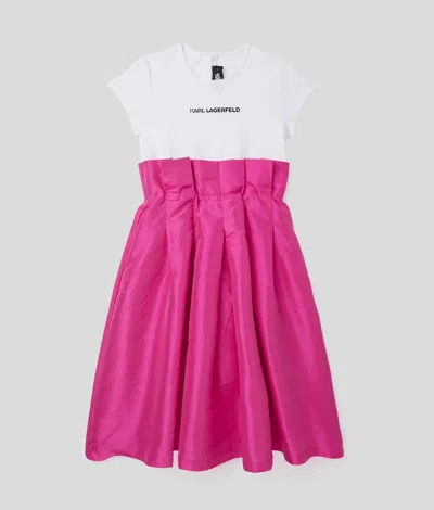 Karl Lagerfeld Kids' Girls Color-block Party Dress In Pink