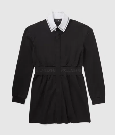 Karl Lagerfeld Girls Contrast Collar Dress In Black